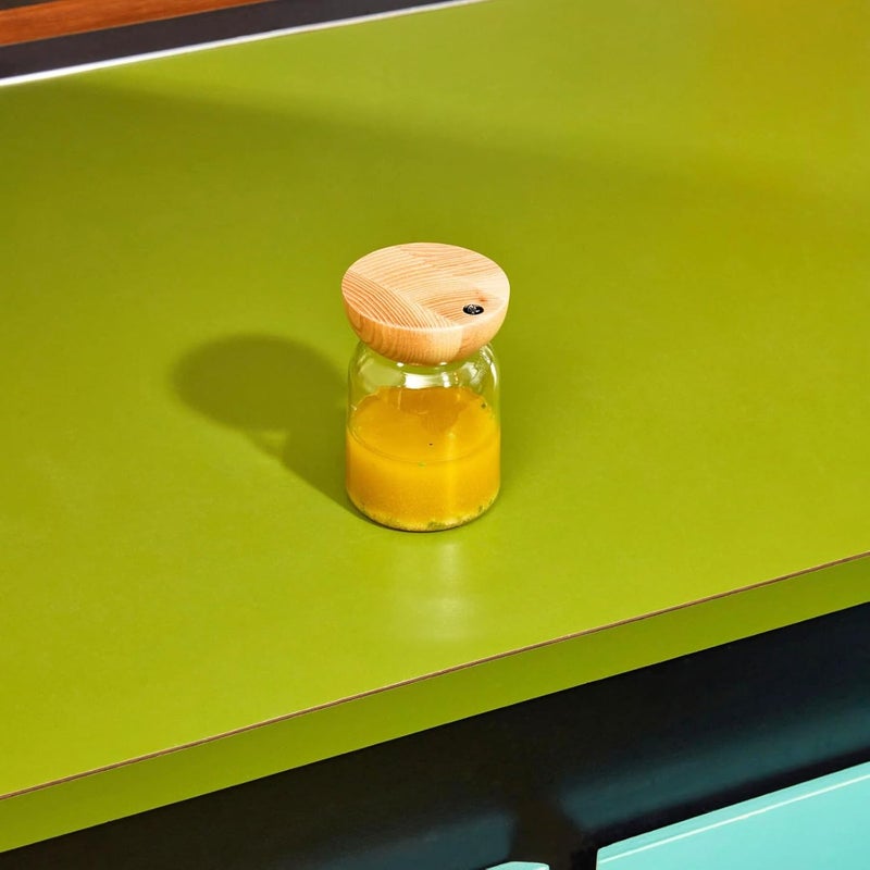 Holcomb Studio Totter Salad Dressing Shaker | Handblown Glass Mixer Ash Wood Lid & Silicone Gasket Leak-Free Emulsifying | Prep, Store & Serve Dressings Modern Minimalist Dinner Table Hostess Gift - Image 2